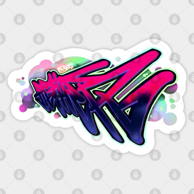 FIGHTER - Street Art Style Text in Pink and Purple Sticker by CreativeOpus